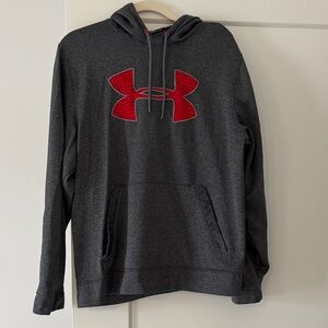 Under Armour Charcoal Hoodie with Vibrant Red Emblem
